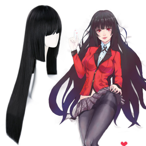 Anime Kakegurui Compulsive Gambler Yumeko Jabami Cosplay Black Long Wigs