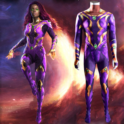 [Kids/Adults] Teen Titans Starfire Purple Zentai Costume Halloween Cosplay Outfit