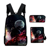 Anime Tokyo Ghoul Backpack Set Students Backpack with Cross Body Bag and Stationery bag