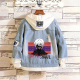Anime Tokyo Ghoul Merch Unisex Cool Denim Jacket Fake Two Piece Hooded Jacket Coat Streetwear Outfit