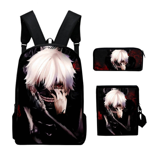 Anime Tokyo Ghoul Backpack Set Students Backpack with Cross Body Bag and Stationery bag