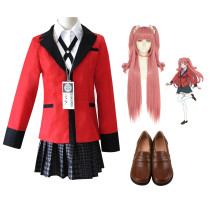 Anime Kakegurui Compulsive Gambler Yumemi Yumemite Uniform Costume+Wigs+Shoes Full Set Cospaly Costume