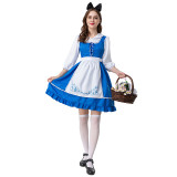 Alice in Wonderland Alice Costume Farm Girls Blue and White Cosplay Dress Hallowee Party Costume