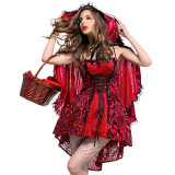 Little Red Riding Hood Costume Dress With Cloak Halloween Popular Cosplay Outfit