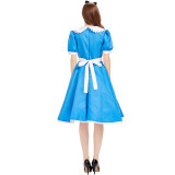 Alice in Wonderland Alice Costume Blue and White Maid Dress Costume Halloween Party Women Dress