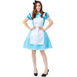 Alice in Wonderland Alice Costume Dress Blue and White Halloween Women Cosplay Dress