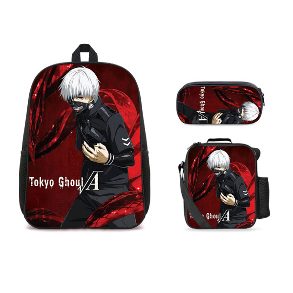 Anime Tokyo Ghoul 3-D Color 3pcs Backpack Set School Backpack With Cross Body Bag Stationery bag Set For Girls Boys