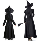 [Kids/Adults]The Wizard of Oz Witch Costume Black Halloween Cosplay Dress Performance Costume
