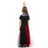 Alice In Wonderland Kids Red Queeen Costume Dress Halloween Girls Cosplay Outfit