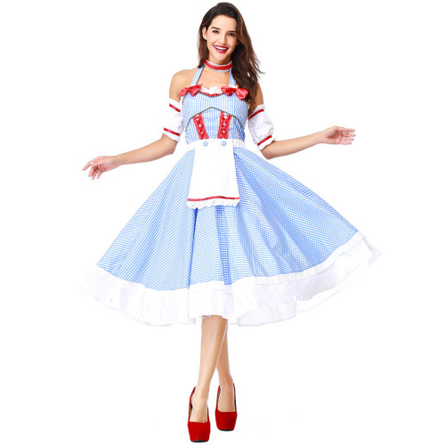 The Wizard of Oz Dorothy Gale Cosplay Dress Off Shoulder Party Dress Halloween Cosplay Outfit