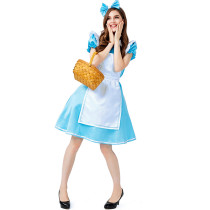 Alice in Wonderland Alice Costume Dress Blue and White Halloween Women Cosplay Dress