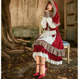 2021 New Little Red Riding Hood Cosplay Vintage Dress Halloween Party Cosplay Costume For Women Girls