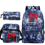 XXXtentacion Rrvenge Backpacks Set 3pcs Galaxy Color Backpack With Lunch Box Bag and Pencil Bag Set For Girls Boys