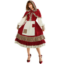 2021 New Little Red Riding Hood Cosplay Vintage Dress Halloween Party Cosplay Costume For Women Girls