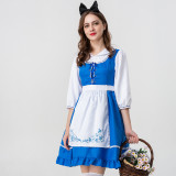 Alice in Wonderland Alice Costume Farm Girls Blue and White Cosplay Dress Hallowee Party Costume