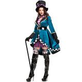 Alice in Wonderland Mad Hatter/Tarrant Hightopp Cosplay Dress Women Girls Halloween Costume +Hat+Socks+Gloves