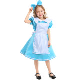 Alice in Wonderland Alice Blue Maid Kids Costume Halloween Party Girls Costume