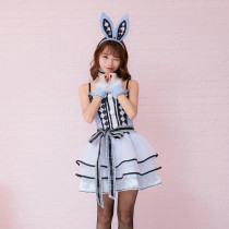 Alice in Wonderland White Rabbit Costume Women Cosplay Dress With Headwear