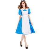 Alice in Wonderland Alice Costume Blue and White Maid Dress Costume Halloween Party Women Dress