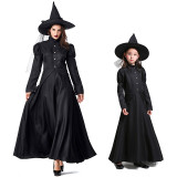 [Kids/Adults]The Wizard of Oz Witch Costume Black Halloween Cosplay Dress Performance Costume
