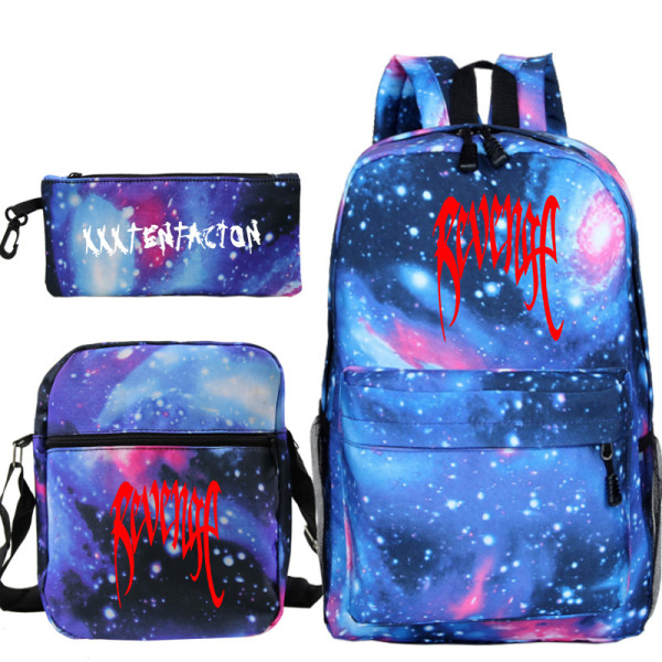 XXXtentacion Rrvenge Backpacks Set 3pcs Galaxy Color Backpack With Lunch Box Bag and Pencil Bag Set For Girls Boys