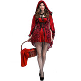 Little Red Riding Hood Costume Dress With Cloak Halloween Popular Cosplay Outfit
