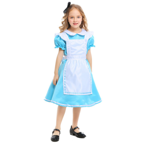 Alice in Wonderland Alice Blue Maid Kids Costume Halloween Party Girls Costume