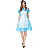 Alice in Wonderland Alice Costume Dress Blue and White Halloween Women Cosplay Dress