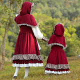 2021 New Little Red Riding Hood Adults Kids Costume Family Matching Costume With Hood