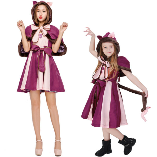Alice in Wonderland Cheshire Cat Costume Girls Women Halloween Dress Family Matching Costume