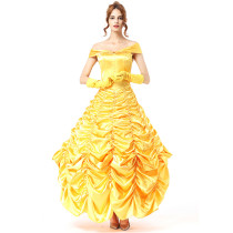 Beauty and the Beast Belle Costume Yellow Princess Dress Women Girls Halloween Costume