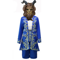 Beauty and the Beast The Prince Blue Costume Suit Halloween Cosplay Costume Whole Set With Mask