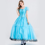 Alice in Wonderland Alice Blue Princess Dress Halloween Women Girls Costume Dress