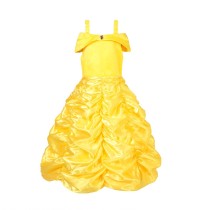 Beauty and the Beast Kids Girls Belle Costume Yellow Princess Dress Halloween Party Dress