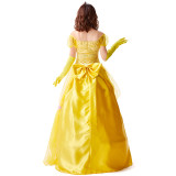 Beauty and the Beast Princess Dress Women Halloween Belle Costume Party Dress With Crinoline