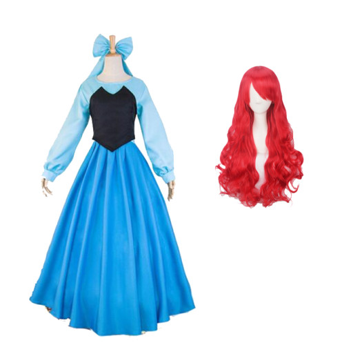 The Little Mermaid Ariel Cosplay Costume Full Set Dress With Cosplay Wigs Whole Set Halloween Costume