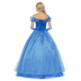Princess Cinderella Cosplay Costume Dress Long Blue Party Dress Halloween Women Girls Cosplay Outfit