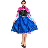 Anime Frozen Princess Anna Cosplay Costume With Cloak Halloween Women Cosplay Outfit