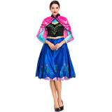 Anime Frozen Princess Anna Cosplay Costume With Cloak Halloween Women Cosplay Outfit