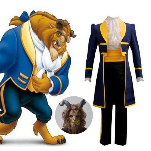 [Kids/Adults]Beauty and the Beast The Prince Costume With Mask Halloween Cosplay Suit Halloween Costume