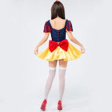 Princess Snow White Costume Halloween Girls Women Cosplay Short Dress Full Set