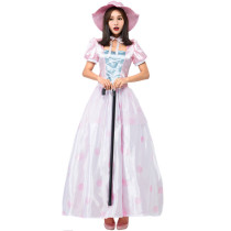 Little Bo-Peep Princess Dress Halloween Party Dress With Hat Women Girls Halloween Outfit