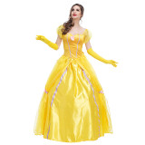 Beauty and the Beast Princess Dress Women Halloween Belle Costume Party Dress With Crinoline
