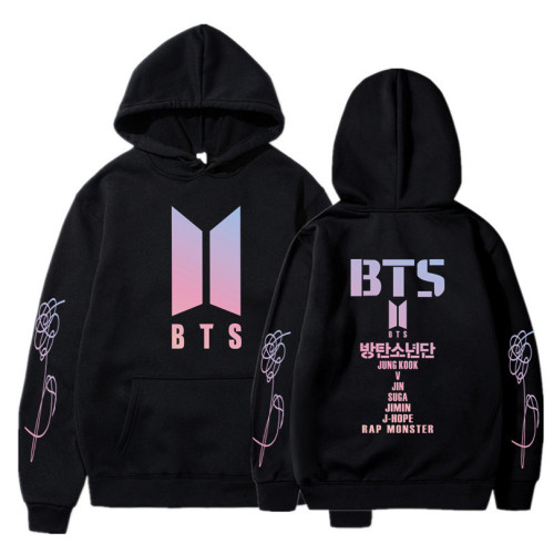 BTS Popular Autumn and Winter Fleece Inside Hooded Sweatshirt Unisex Hoodie