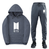 BTS Trendy Sweatsuit Fleece Inside Sweatshirt and Sweatpants Unisex Suit
