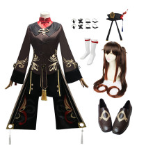 Genshin Impact Hu Tao Cosplay Costume Whole Set With Wigs Hat and Shoes Full Set Halloween Costume