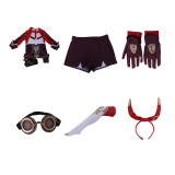 Genshin Impact Amber Cosplay Costume With Wigs Shoes Headband Glassess Socks Whole Set Halloween Carnival Party Costume