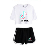 Tik Tok Girls Crop Top Tee and Shorts Set
