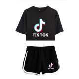 Tik Tok Girls Crop Top Tee and Shorts Set