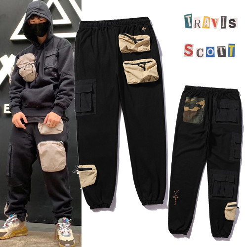 Travis Scott Pocket Sweatpants Unisex Street Style Casual Sweatpants